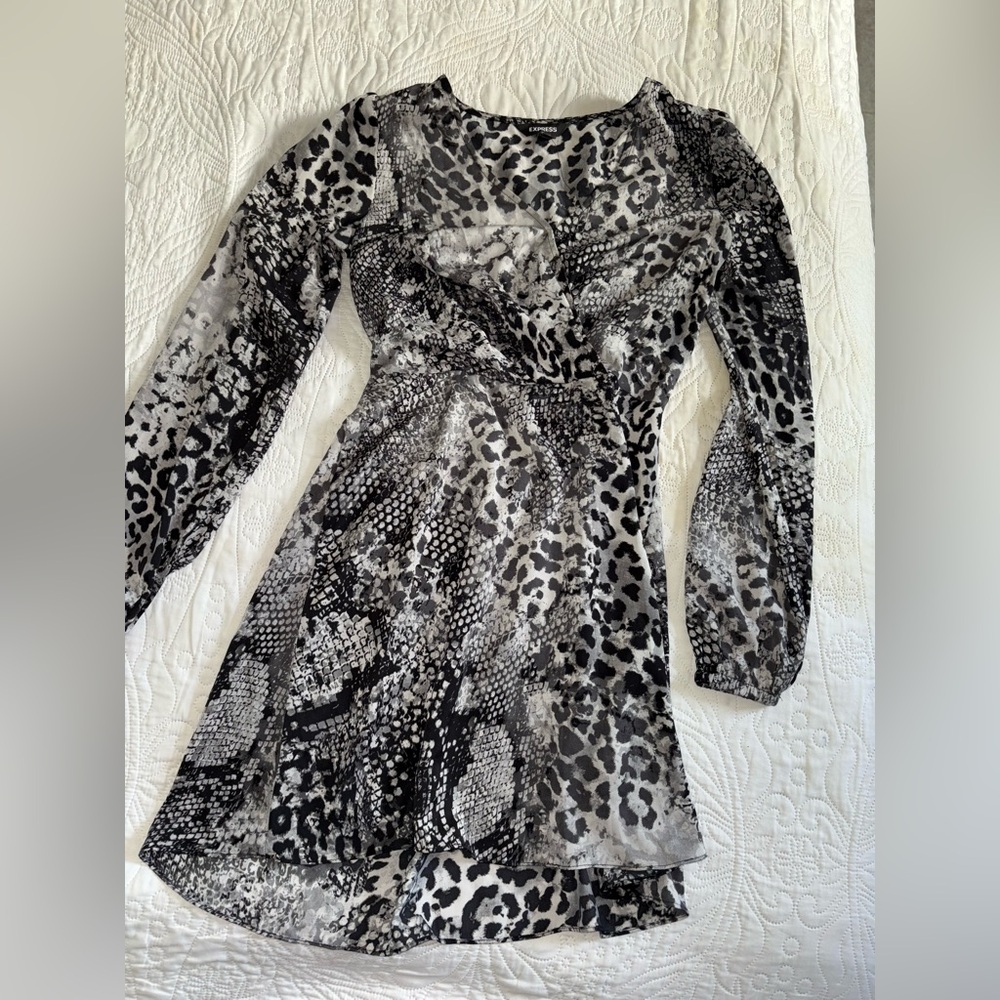 Express Black and Gray Animal Print Dress